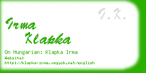 irma klapka business card